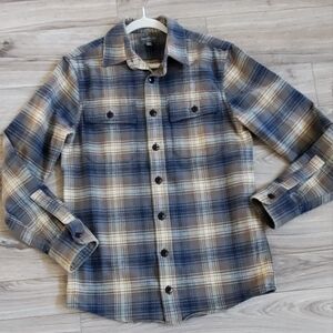 L.L. Bean Signature Chamois Cloth Flannel Shirt, Slim Fit, Plaid, S/T, EUC